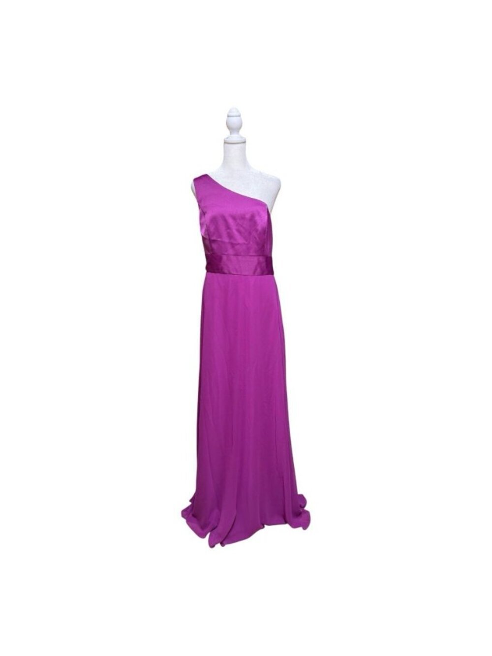 David’s Bridal One Shoulder Raspberry Maxi Formal Gown Dress NWT 14